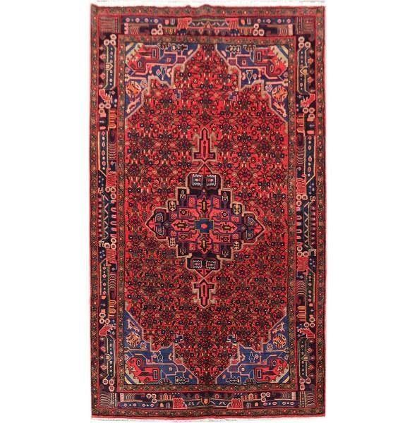 Handmade Persian Hamadan Wool Rug 59 x 106 In Traditional Design: Handmade Persian Hamadan Wool Rug 59 x 106 In Traditional Design Free continental US Shipping Transform your living space with this exquisite 4.11 x 8.10 Persian Hamadan Rug, handcrafted by skilled Pe