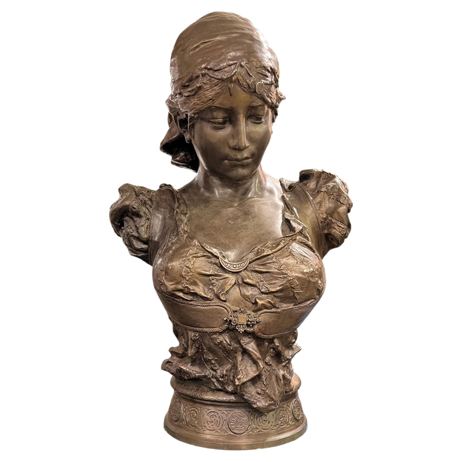 Late 19th Century French Spelter Bust in the Style of Clement Steiner (1 of 9)