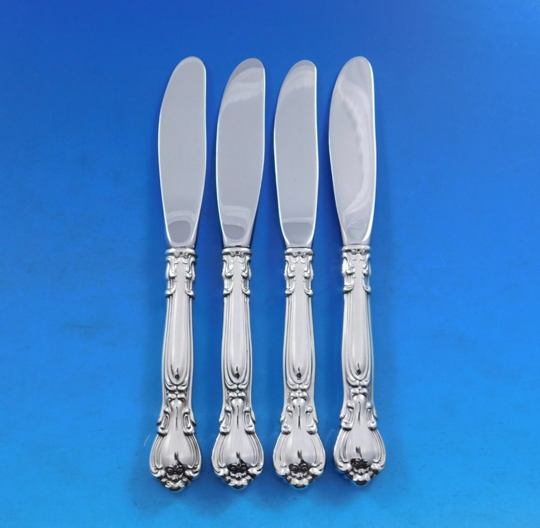 Gorham Chantilly Sterling Silver Butter Spreaders Set of 4 Modern Blades 6 1/4 in (1 of 3)