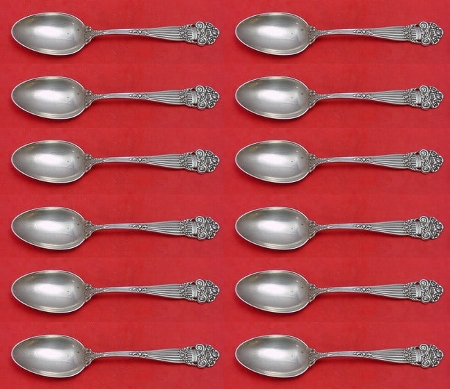 Towle Georgian Sterling Silver Teaspoon Set 12 Pieces 5 5/8 Inches: Towle Georgian Sterling Silver Teaspoon Set 12 Pieces 5 5/8 Inches This exquisite 12-piece teaspoon set features the elegant Georgian pattern by Towle. Each spoon is crafted from high-quality sterling