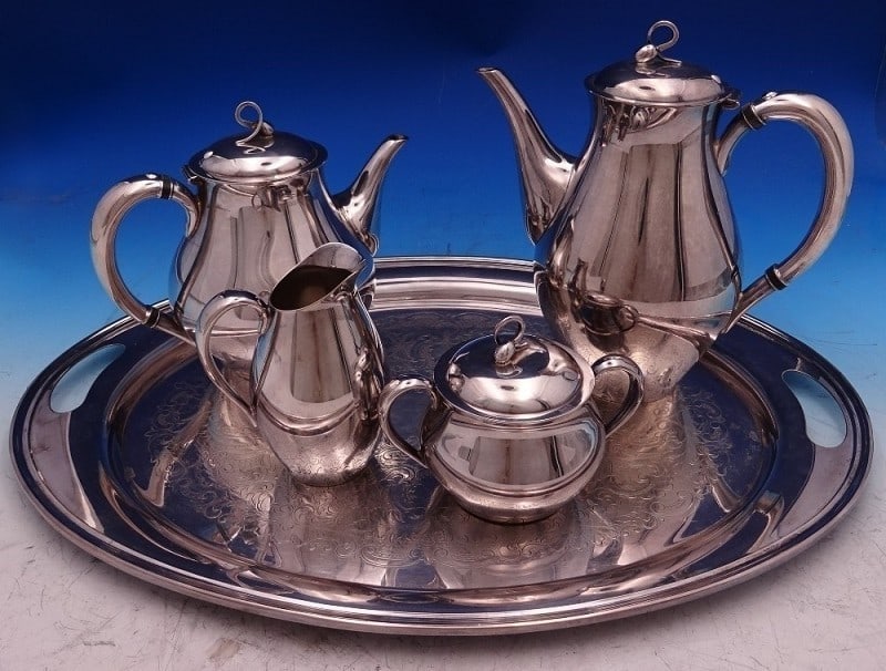 Reed & Barton Americana Silverplate Tea Coffee Service With Wallace Tray (1 of 18)