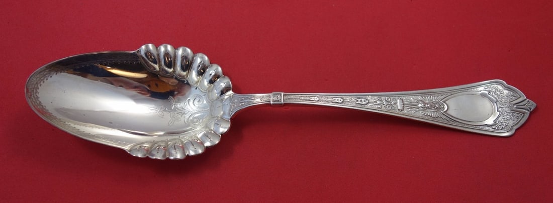 Schulz & Fischer Cleopatra Sterling Silver Fluted Serving Spoon 8 3/4" (1 of 1)