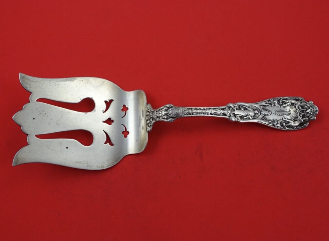 Tiffany & Co Paris Sterling Silver Serving Fork 9 3/8 Inch Monogrammed: Tiffany & Co Paris Sterling Silver Serving Fork 9 3/8 Inch Monogrammed Elevate your dining experience with this exquisite asparagus fork from the prestigious Tiffany & Co. Crafted in the iconic Paris 