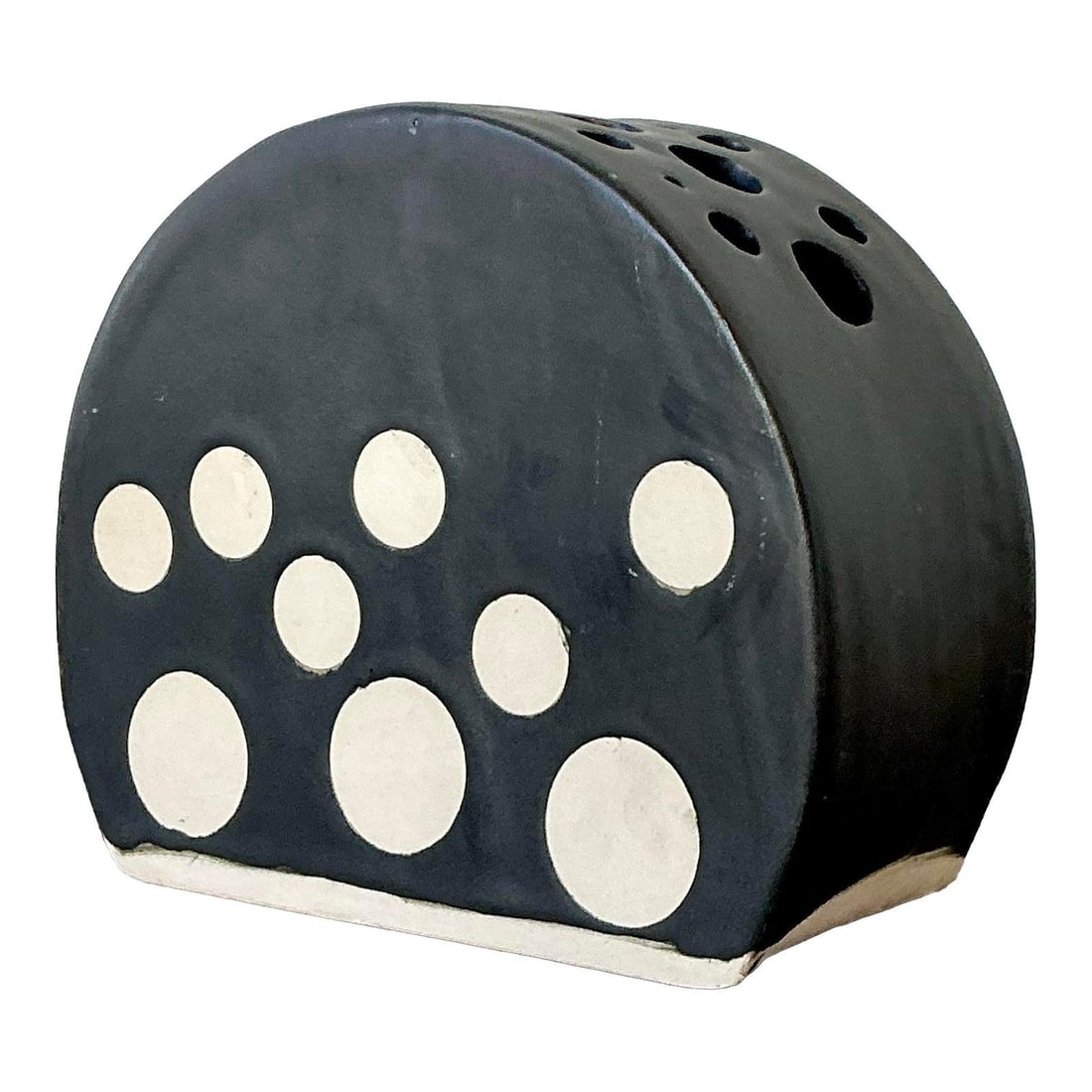 Black Studio Pottery Stem Flower Frog Vase (1 of 10)