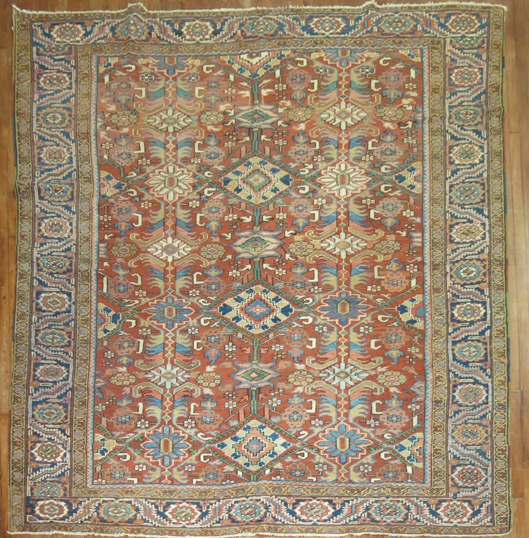 8' 11" x 10' 8" Antique Persian Serapi Heriz Rug: 8' 11" x 10' 8" Antique Persian Serapi Heriz Rug Antique Persian Heriz rug from the 1920s featuring an all-over design. Classified as a Serapi/Heriz room rug, this pre-owned piece offers classic Persi