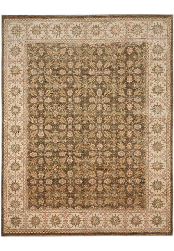 8 x 10 Olive Green Chobi Peshawar Wool Rug Hand-Knotted in Pakistan (1 of 12)