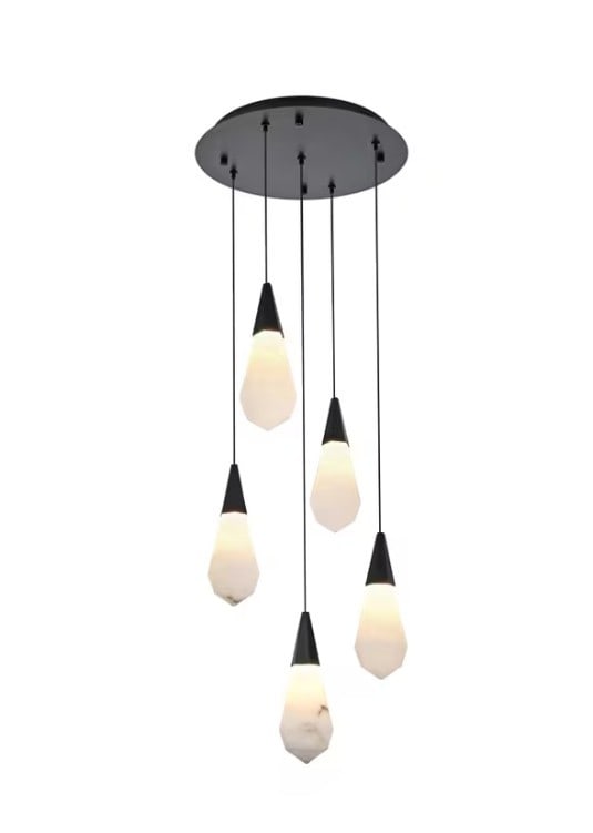 Amora 5-Light Modern Pendant With Spanish Alabaster Diamond Shades Black Finish (1 of 9)