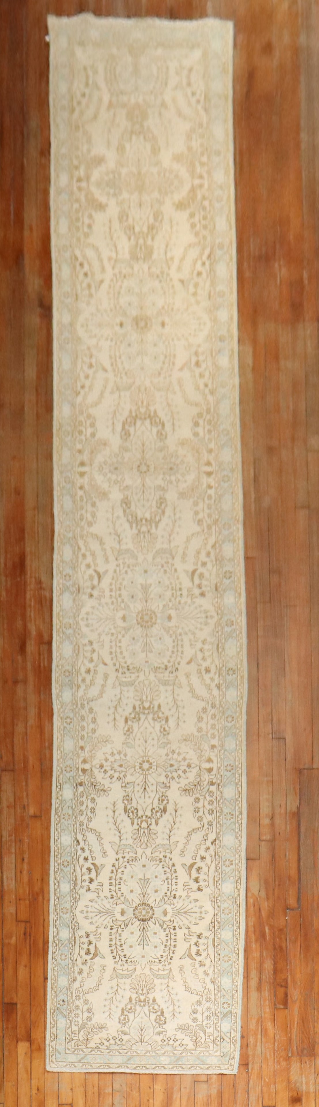 2' 9" x 19' 2" Persian Lilihan Runner Neutral 1930s: 2' 9" x 19' 2" Persian Lilihan Runner Neutral 1930s A formal Persian Lilihan runner from the 1930s in a versatile neutral palette. This pre-owned runner offers a long, elegant format suited to hallway