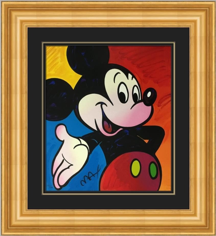 Framed Peter Max Mickey Mouse Disney Suite Signed Numbered Serigraph: Framed Peter Max Mickey Mouse Disney Suite Signed Numbered Serigraph Signed and numbered limited edition serigraph from Peter Max's Mickey Mouse Disney Suite, presented in a custom matted and framed f