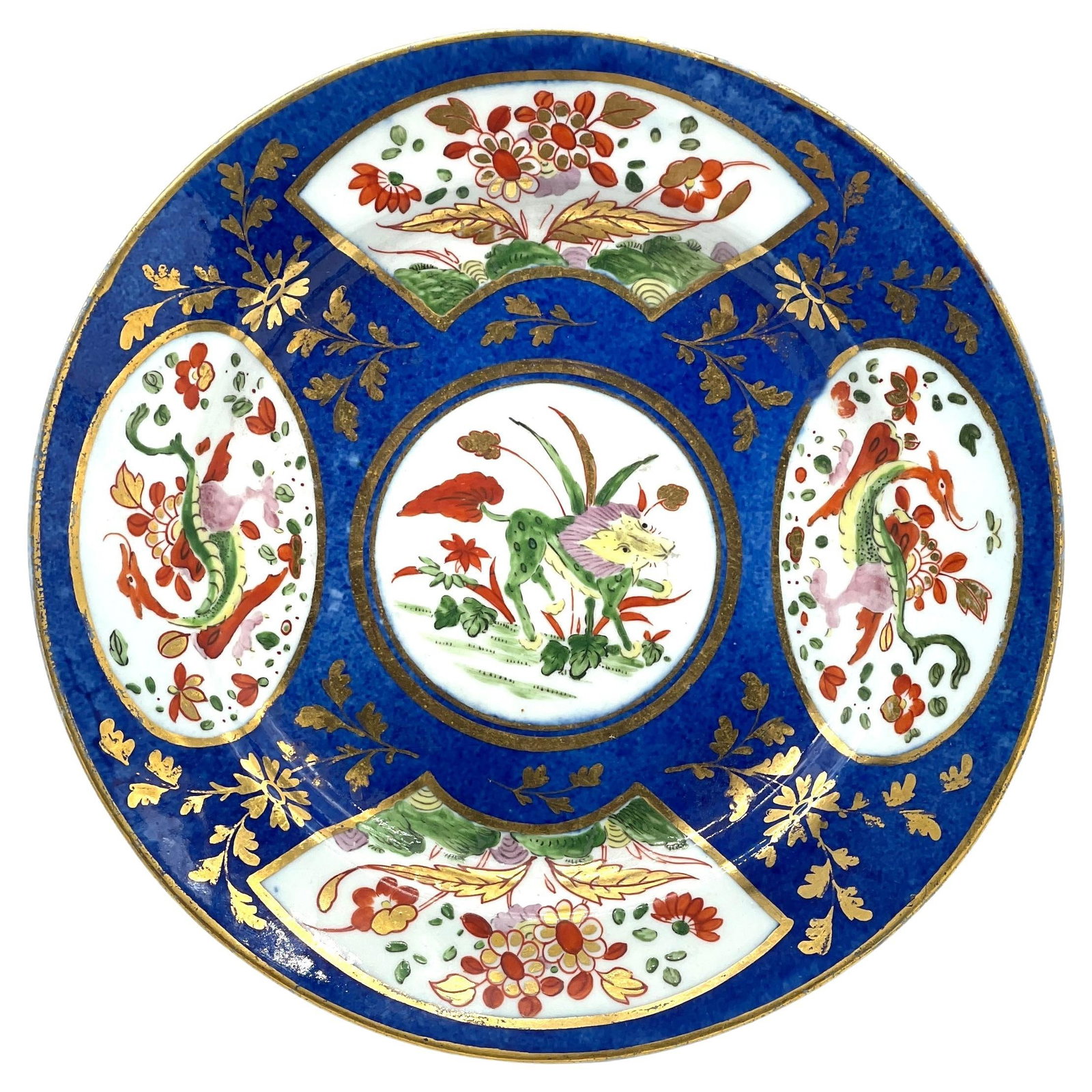 Chamberlains Worcester Africa Pattern Cobalt Blue Plate 8.75 inches (1 of 8)