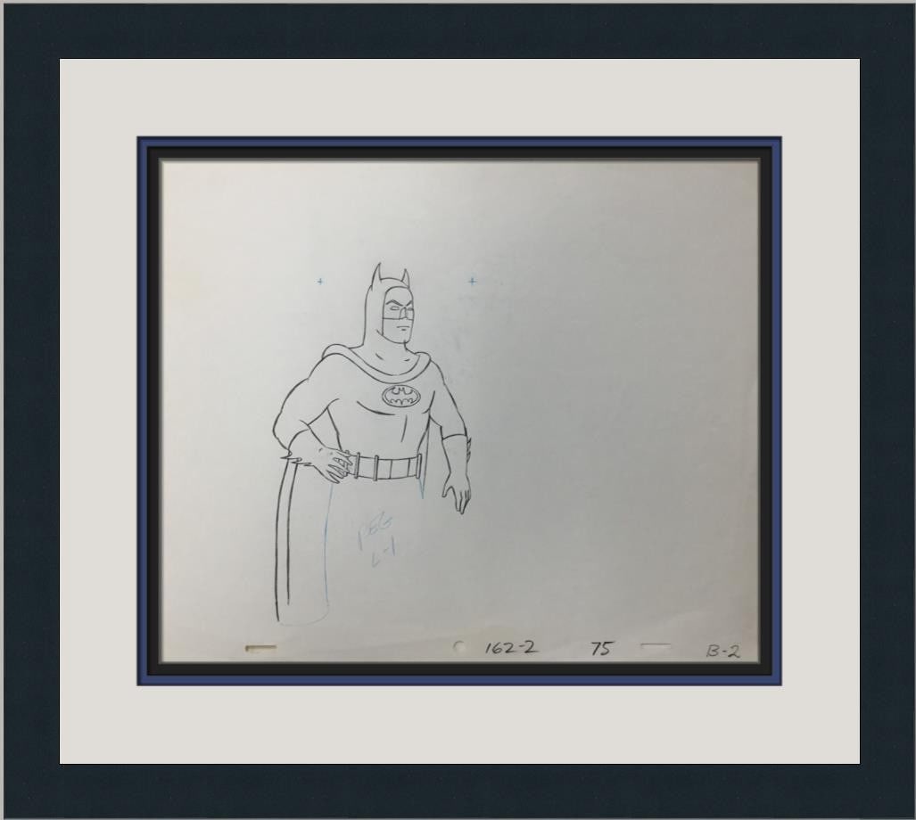 Framed 1977 Batman Filmation model sheet drawing (1 of 3)