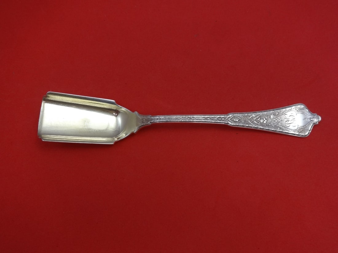 Tiffany & Co. Persian Sterling Silver Cheese Scoop Gold Washed 7 1/4": Tiffany & Co. Persian Sterling Silver Cheese Scoop Gold Washed 7 1/4" Experience the elegance of the Persian pattern with this exquisite cheese scoop crafted in sterling silver by Tiffany & Co. This s