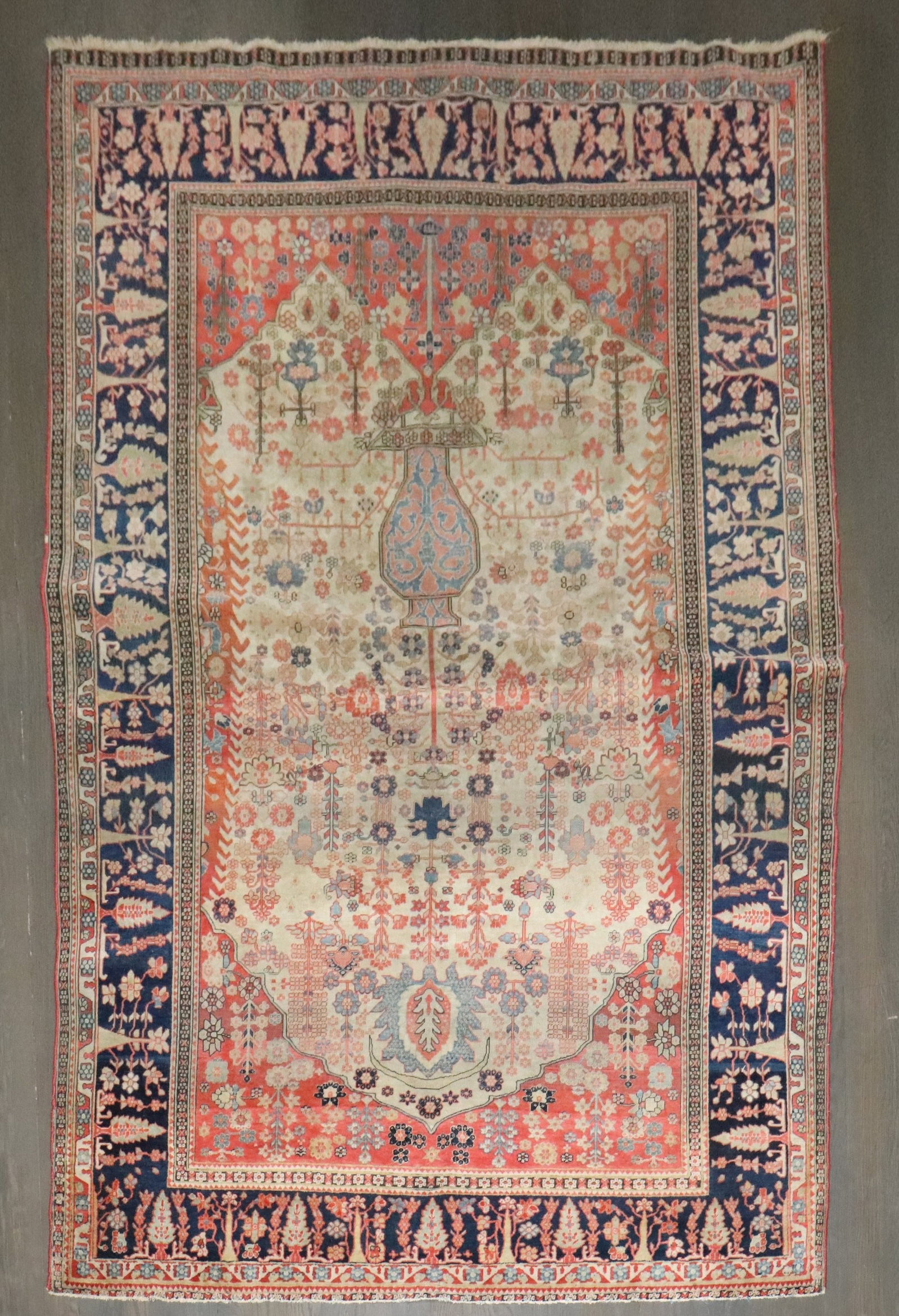 4' 2" x 6' 4" Late 19th Century Mohtasham Kashan Accent Rug: 4' 2" x 6' 4" Late 19th Century Mohtasham Kashan Accent Rug Late 19th century Mohtasham Kashan antique rug in an accent size. Pre-owned. Specifications Type: Mohtasham Kashan Category: Accent Period: 