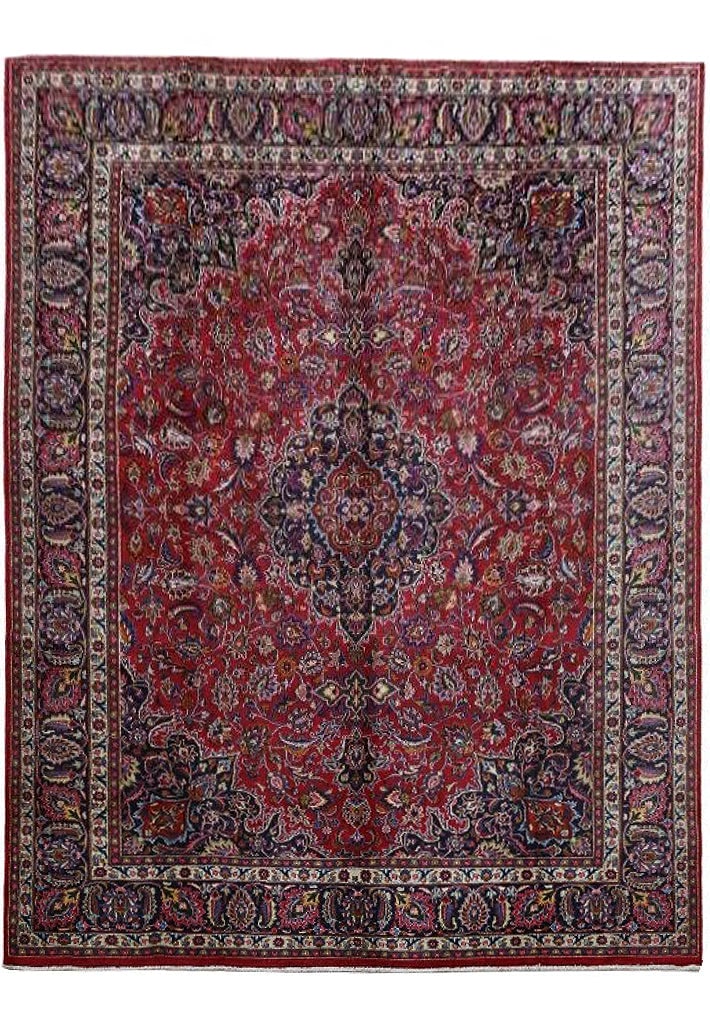 10' x 13' Handwoven Red Persian Kashan Rug with Signature: 10' x 13' Handwoven Red Persian Kashan Rug with Signature Free continental US Shipping Transform your living space with the exquisite charm of this luxurious 10' x 13' Red Persian Signed Kashan Rug. H