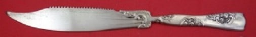 Whiting Sterling Silver 10 Inch Rose and Scroll Cake Saw: Whiting Sterling Silver 10 Inch Rose and Scroll Cake Saw This exquisite cake saw features the elegant Rose and Scroll pattern by Whiting, crafted from high-quality sterling silver. Measuring 10 inches