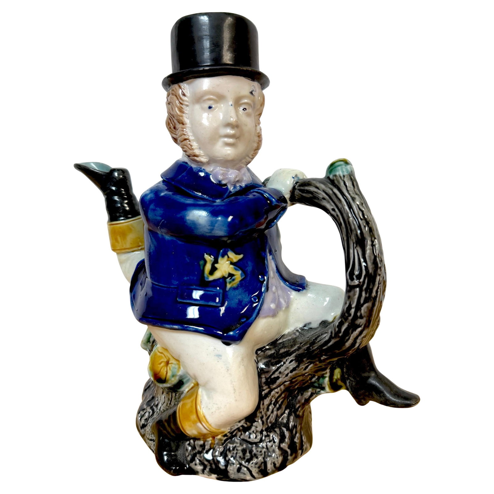Victorian Majolica Teapot by William Brownfield 1875 Three-Legged Gentleman (1 of 8)