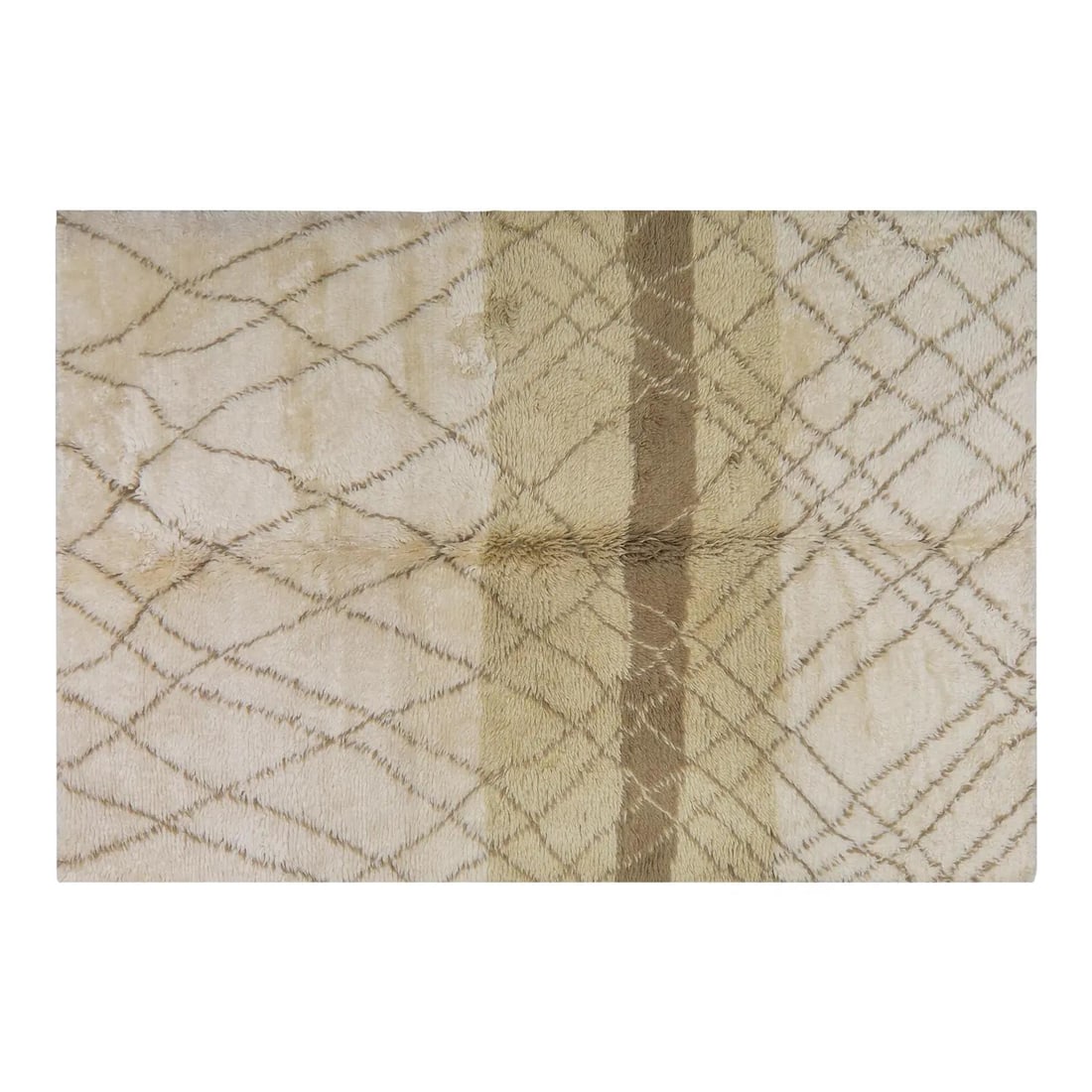 6'x9' Hand-Knotted Wool Area Rug in Moroccan Inspired Design: 6'x9' Hand-Knotted Wool Area Rug in Moroccan Inspired Design This Indian Moroccan style hand-knotted wool rug is crafted using traditional rug-making techniques, offering a blend of timeless craftsman