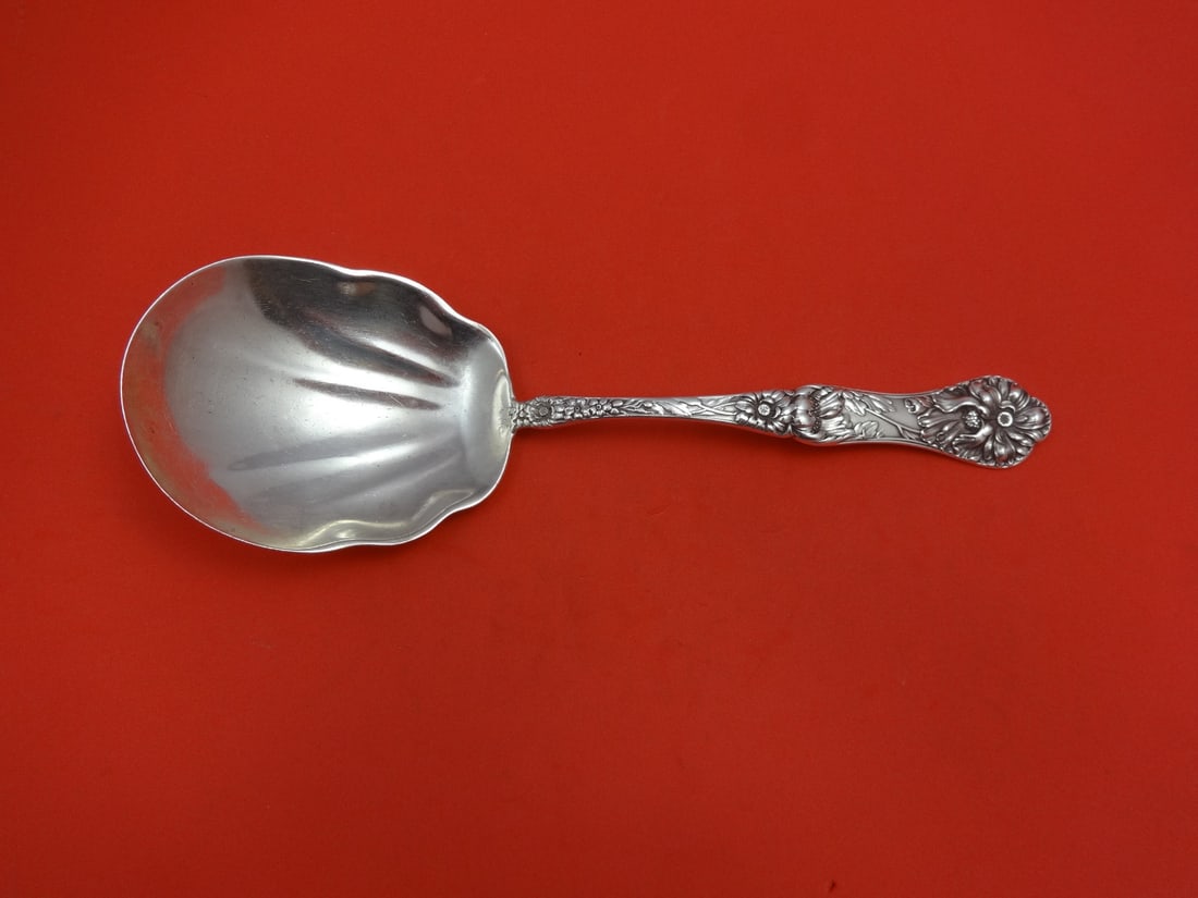 Mount Vernon Yetive Sterling Silver Berry Spoon 8 3/4 inches: Mount Vernon Yetive Sterling Silver Berry Spoon 8 3/4 inches This elegant berry spoon is crafted from high-quality sterling silver, featuring the exquisite Yetive pattern by Mount Vernon. Measuring 8 