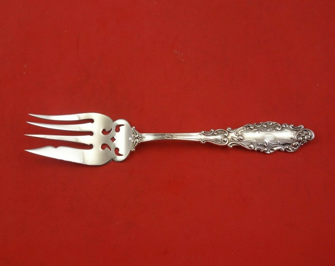 Gorham Luxembourg Sterling Silver 7 1/8 Cold Meat Fork Pierced: Gorham Luxembourg Sterling Silver 7 1/8 Cold Meat Fork Pierced This exquisite cold meat fork from the Luxembourg pattern by Gorham is crafted from high-quality sterling silver. Measuring 7 1/8 inches,