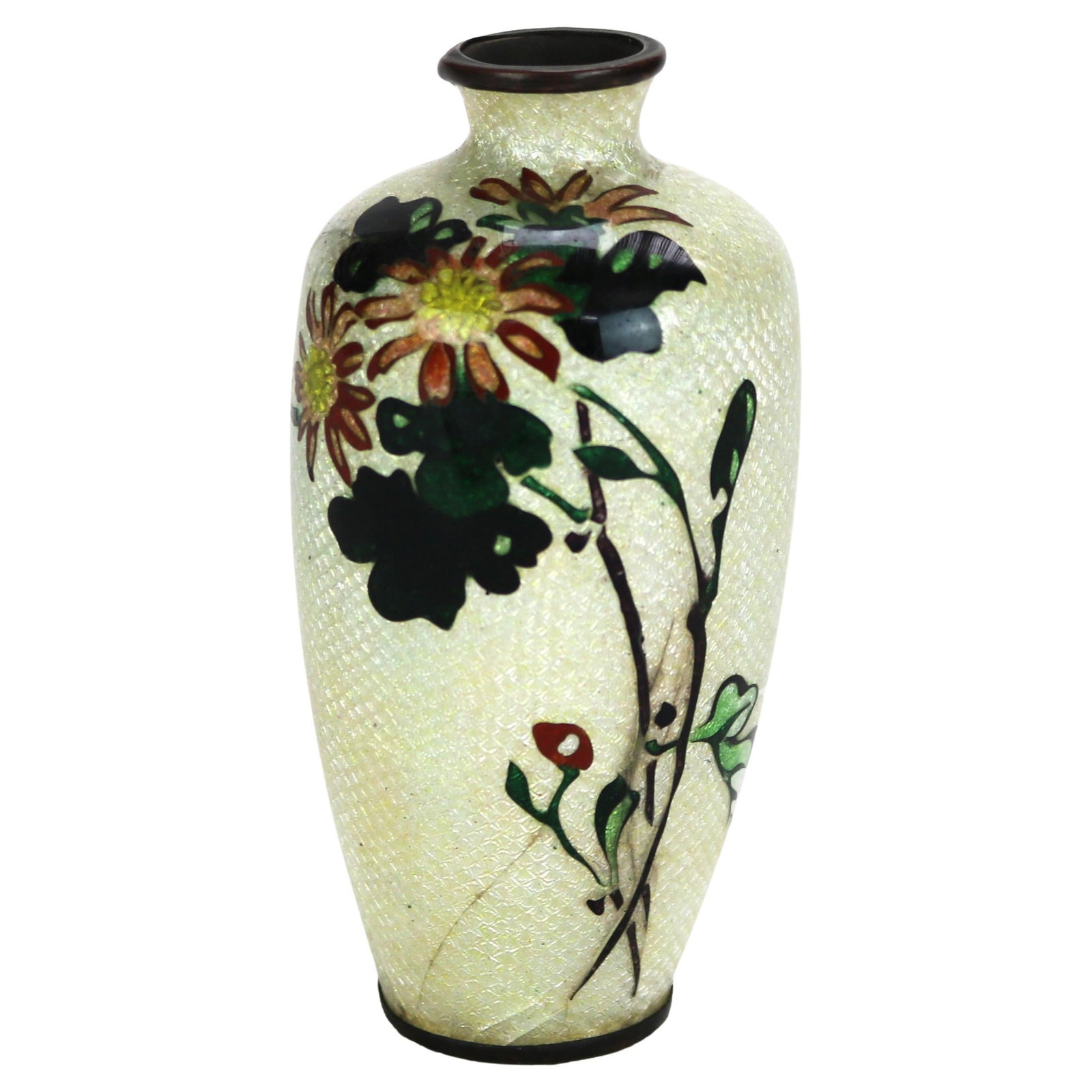 Signed Antique Cloisonne Enameled Cabinet Vase Early 20th Century: Signed Antique Cloisonne Enameled Cabinet Vase Early 20th Century This exquisite antique cloisonne enameled cabinet vase, dating back to the early 20th century, showcases an enchanting floral design w