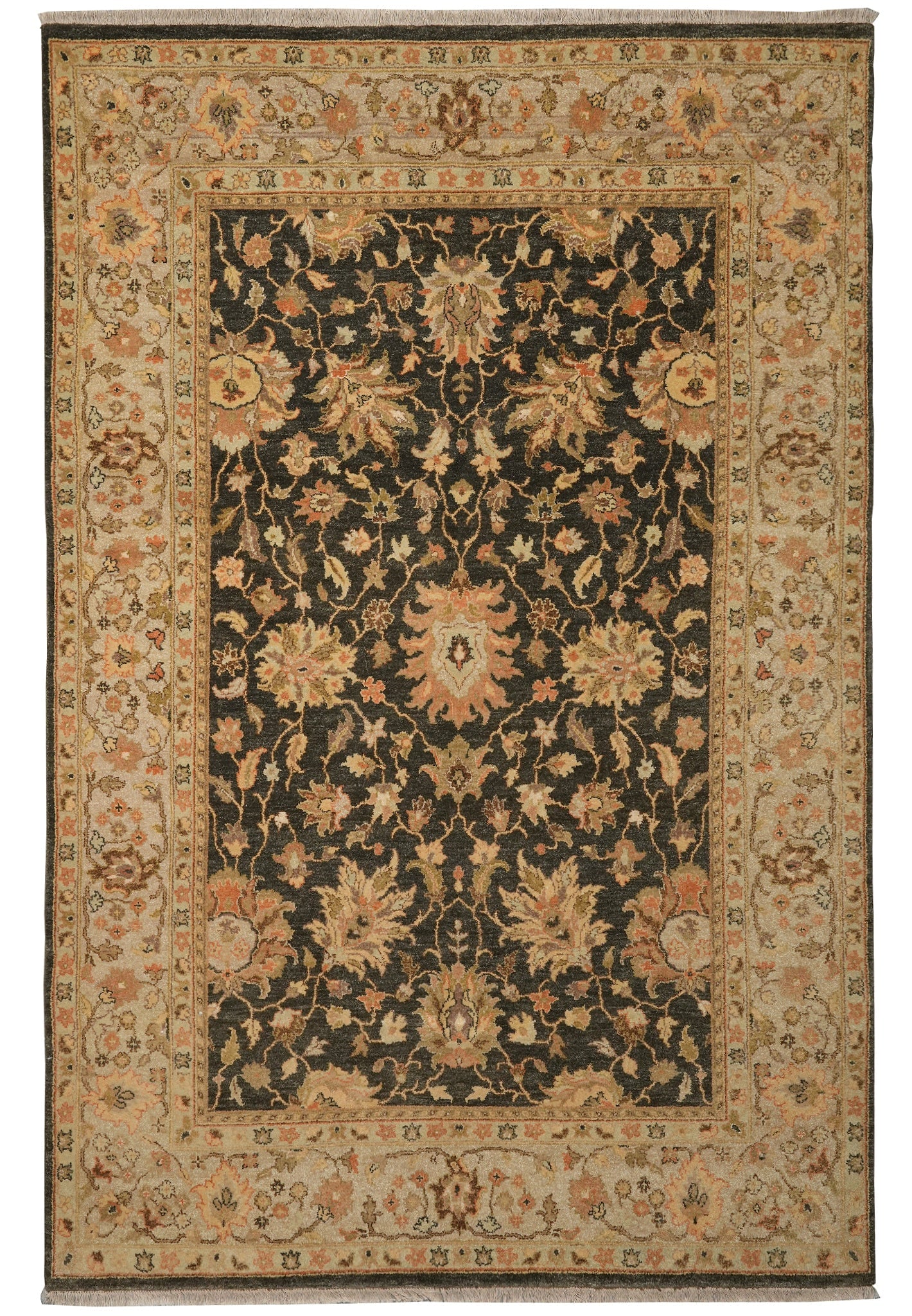 5.8 x 8.4 Charcoal Black Chobi Vegetable Dyed Hand Knotted Wool Rug: 5.8 x 8.4 Charcoal Black Chobi Vegetable Dyed Hand Knotted Wool Rug Free continental US Shipping Enhance your space with this exquisite 5.8 x 8.4 Vegetable Dyed Chobi Hand-knotted Rug, featuring a sop
