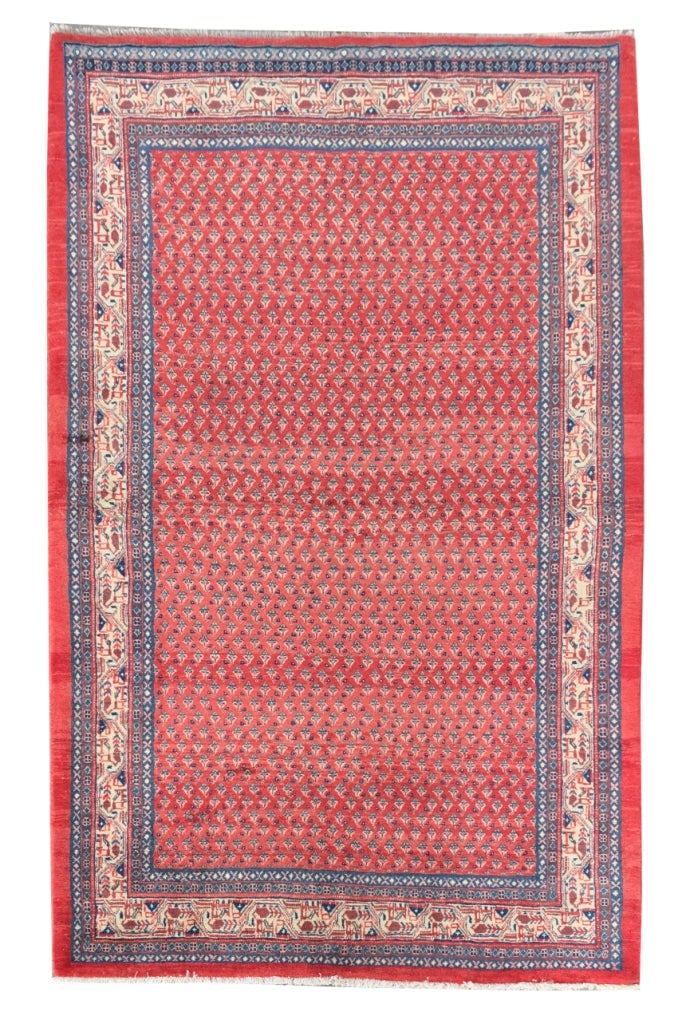 Persian Mir Seraband Hamadan Rug 4.7 x 6.11 Feet Hand-Knotted: Persian Mir Seraband Hamadan Rug 4.7 x 6.11 Feet Hand-Knotted Free continental US Shipping Discover the exquisite Persian Mir Seraband Hamadan Rug, measuring 4.7 x 6.11 feet (55 x 83 inches). This are
