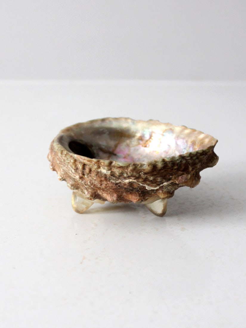 Vintage Mid Century Abalone Shell Bowl with Lucite Feet (1 of 10)