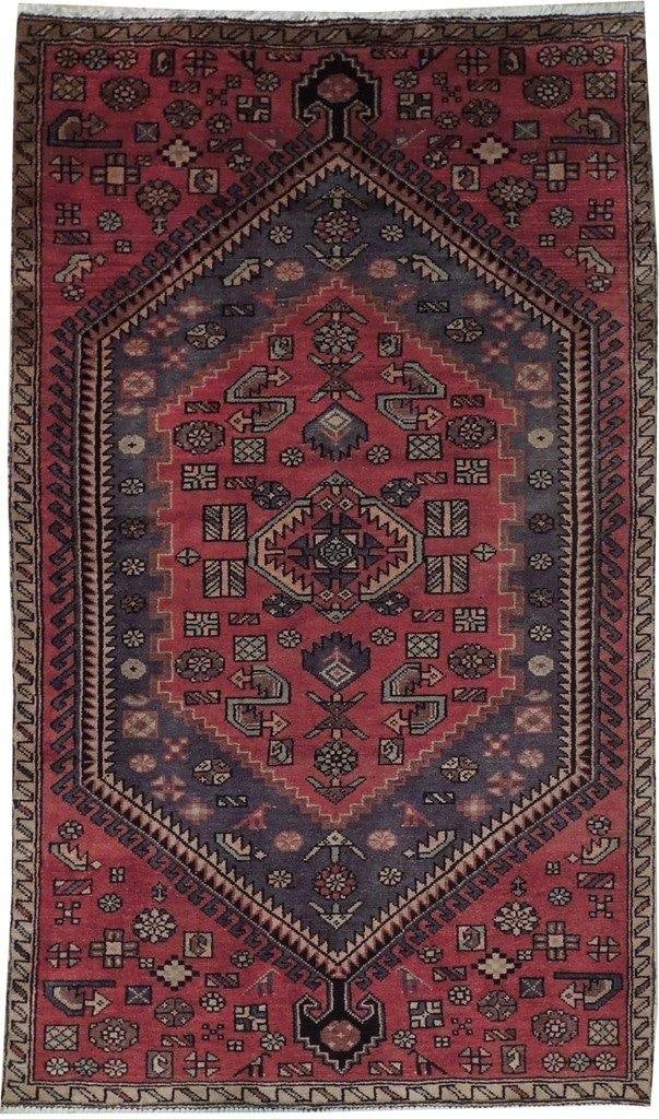 3'7 x 6'2 Red Semi-Antique Persian Hamadan Handwoven Rug: 3'7 x 6'2 Red Semi-Antique Persian Hamadan Handwoven Rug Free continental US Shipping Enhance your space with this stunning 3' 7" x 6' 2" Red Semi-Antique Hamadan Rug, meticulously handcrafted by skil