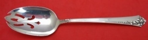 Oneida Damask Rose Sterling Silver Slotted Spoon 8 1/4" (1 of 2)