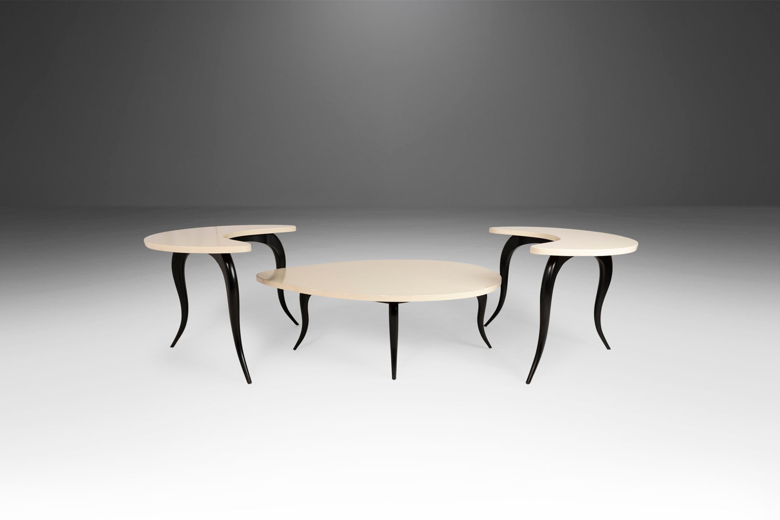 Art Deco Serpentine 3 Piece Table Set After Osvaldo Borsani 1970s (1 of 10)