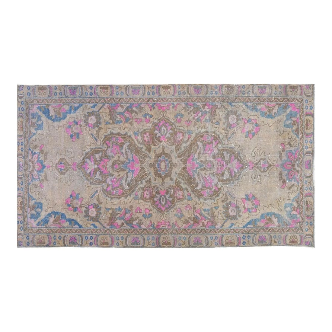 4'1" x 7'10" Hand-Knotted Wool Rug Turkish Anatolian Vintage: 4'1" x 7'10" Hand-Knotted Wool Rug Turkish Anatolian Vintage This vintage Turkish Anatolian rug is hand-knotted from wool using traditional rug-making techniques. It features a tan color and offers a 