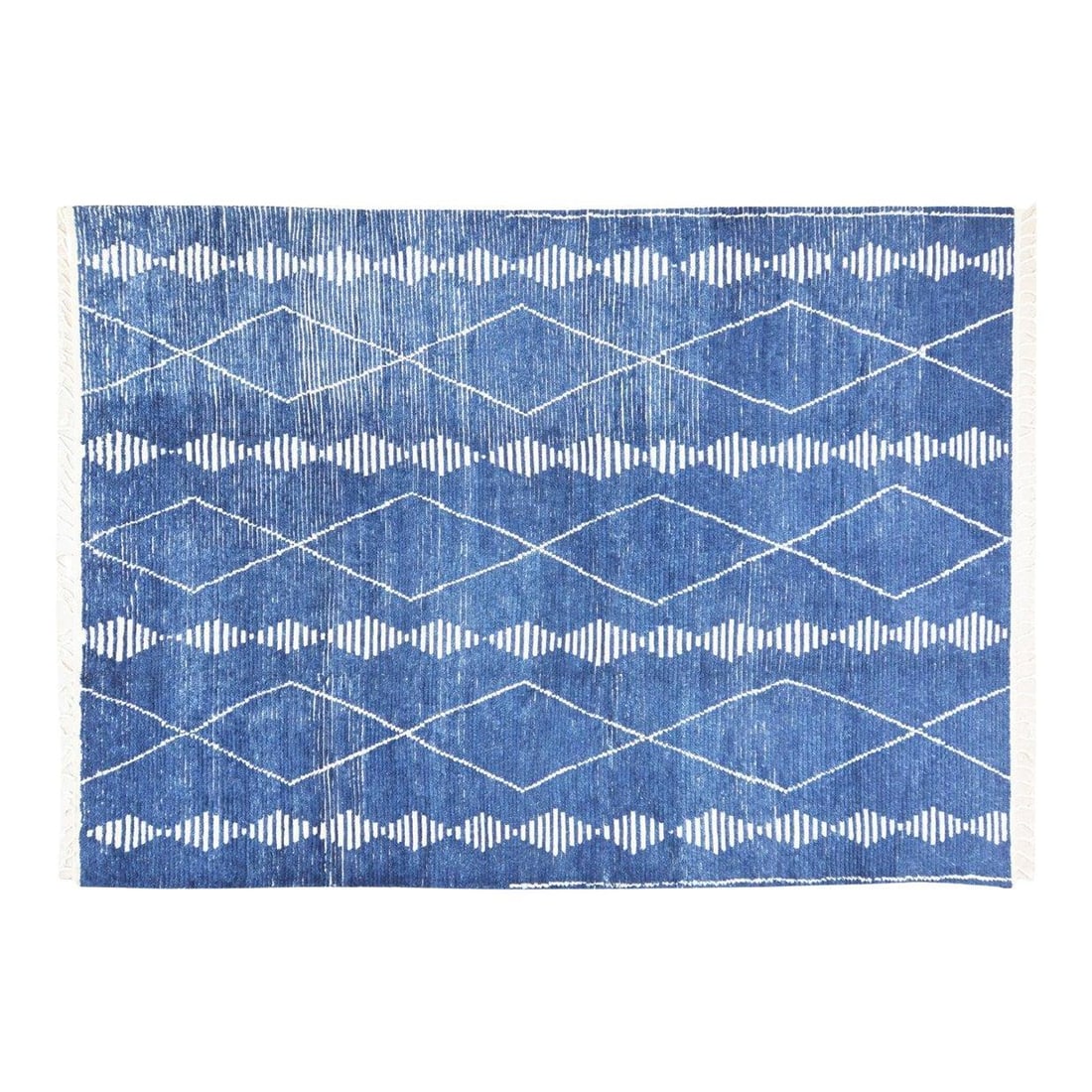 9'1 x 12'3 Cerulean Wool Area Rug Hand Knotted Moroccan: 9'1 x 12'3 Cerulean Wool Area Rug Hand Knotted Moroccan This Moroccan hand-knotted wool rug is crafted using traditional techniques, combining classic artistry with contemporary design elements. The r
