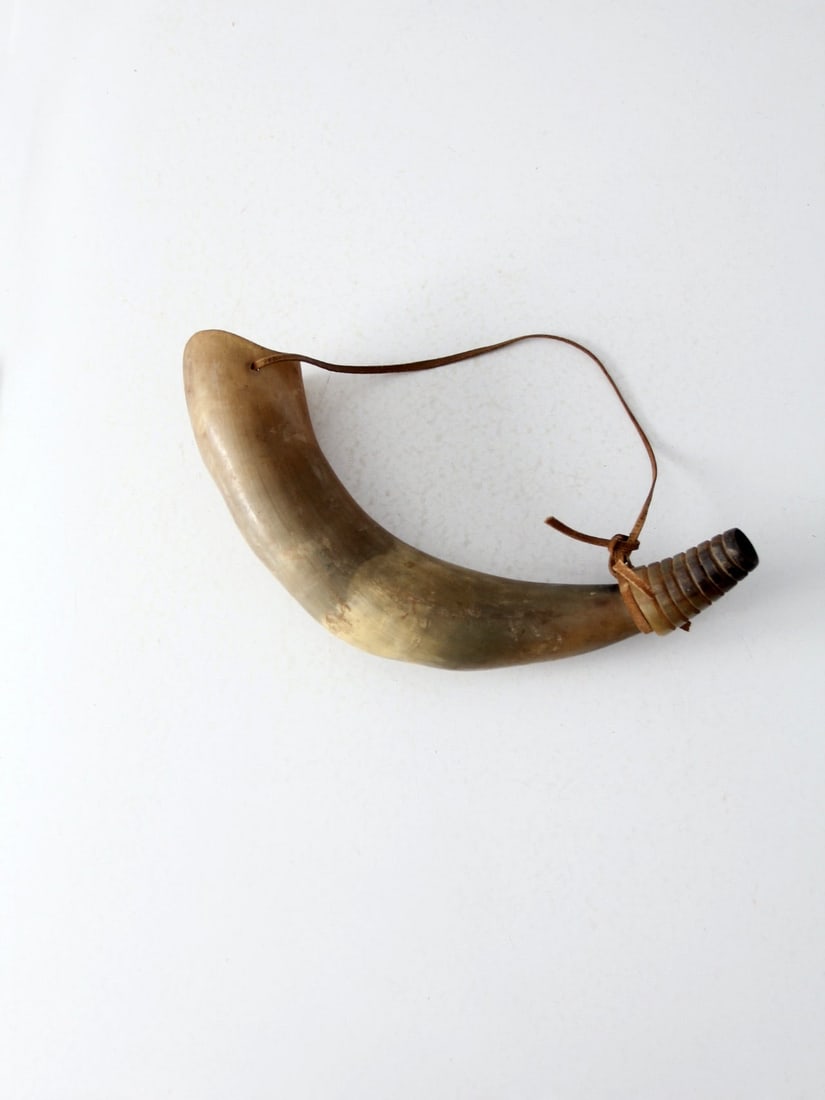 Vintage Antique Bull Horn Moose Call with Leather Strap (1 of 8)