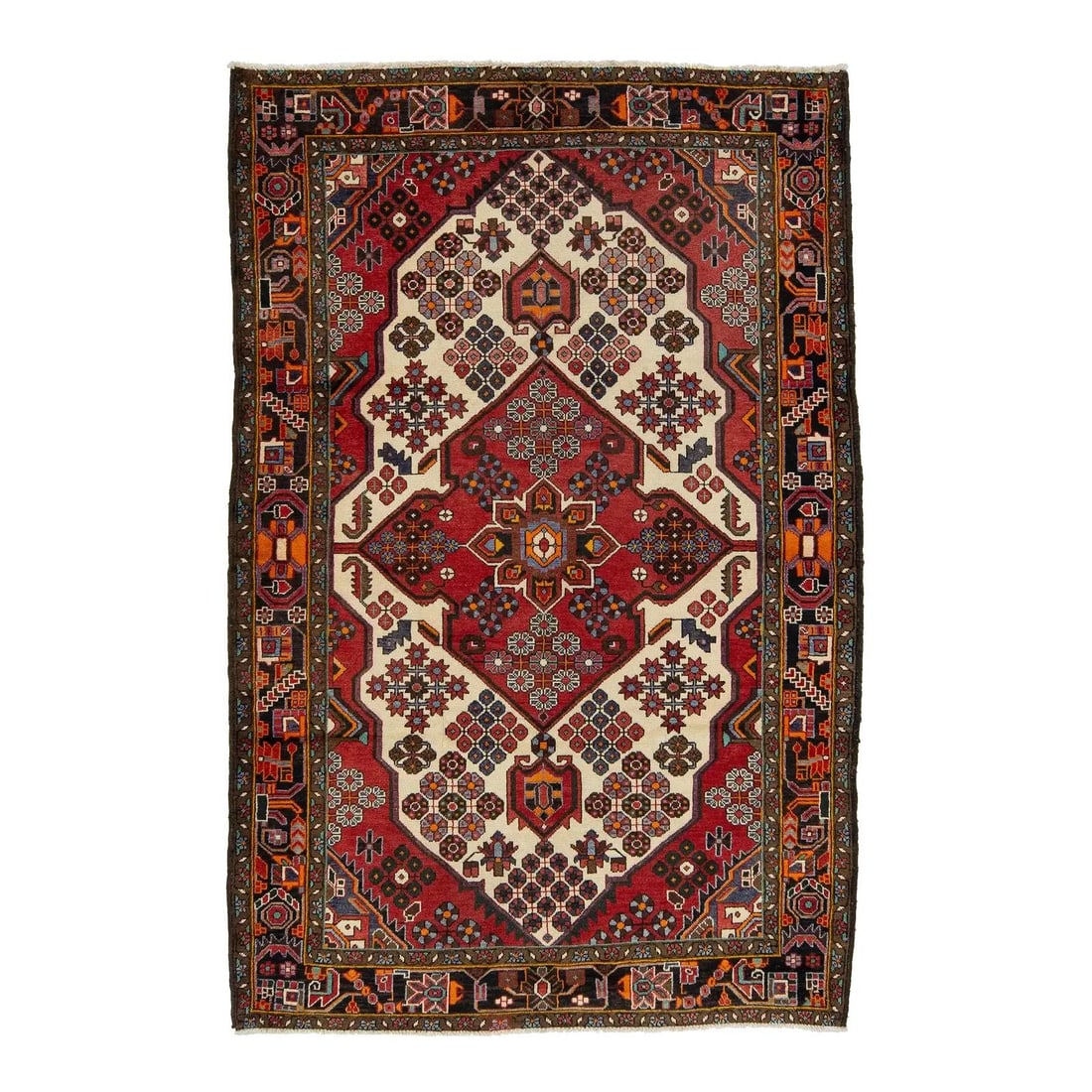 Vintage Persian Malayer Wool Rug Beige Red 4'6 x 7 Intricate Design: Vintage Persian Malayer Wool Rug Beige Red 4'6 x 7 Intricate Design Enhance your space with this Vintage Allover Designed Persian Malayer Wool Rug, featuring a stunning combination of beige and rich r