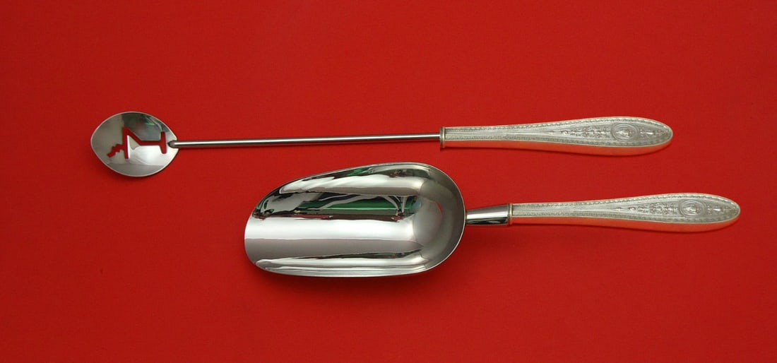 Wedgwood Sterling Silver Custom 2pc Bar Set by International: Wedgwood Sterling Silver Custom 2pc Bar Set by International Elevate your cocktail experience with this exquisite 2-piece bar set by Wedgwood, crafted from sterling silver by International. This custo