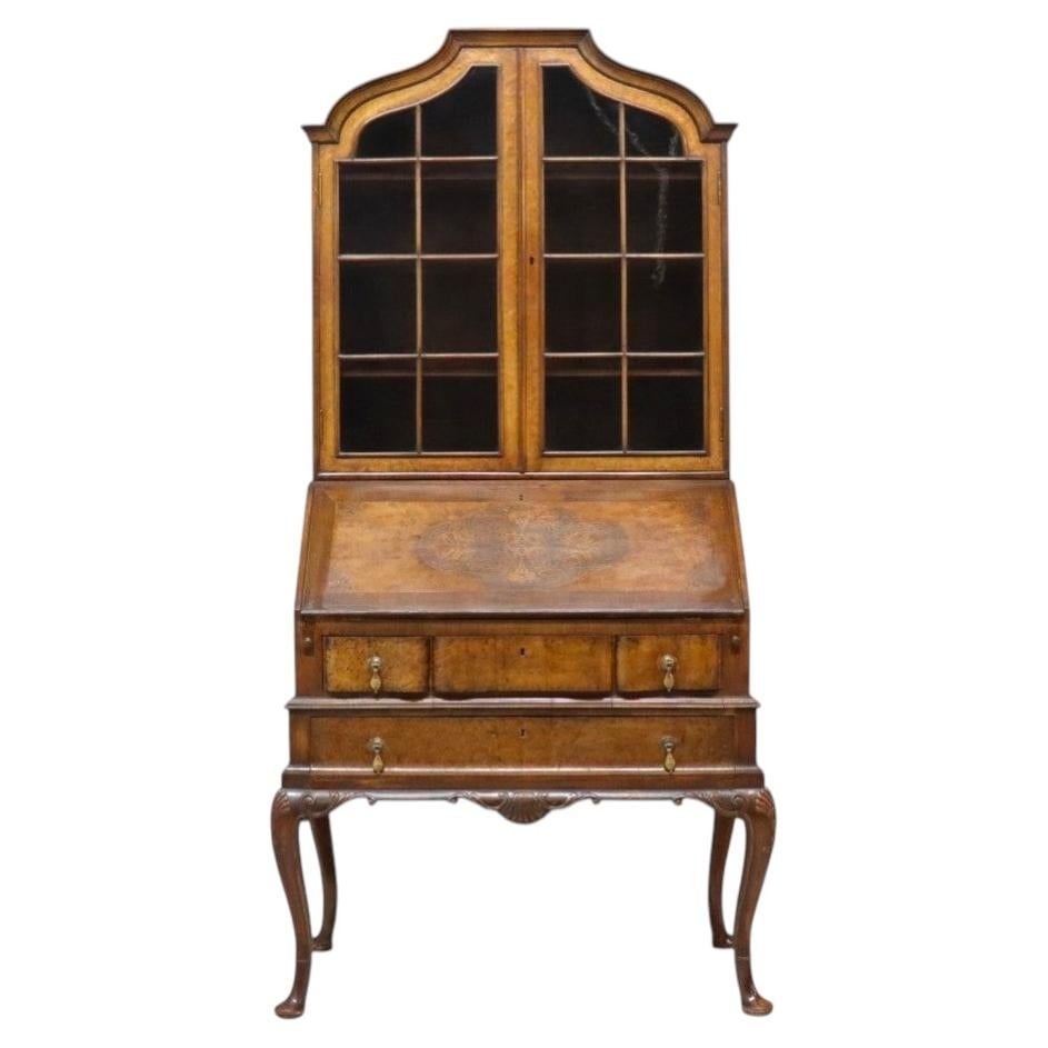 Edwardian walnut secretary desk with marquetry and slant front c1900 (1 of 16)