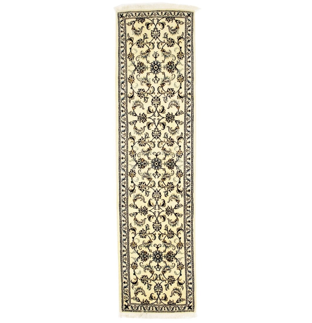 Wool Hand Knotted Floral Runner Rug 9'10 x 2'6: Wool Hand Knotted Floral Runner Rug 9'10 x 2'6 Enhance your living space with this exquisite hand-knotted oriental runner rug, perfect for hallways and kitchens. Measuring 9'10" x 2'6" (118" x 30"), t