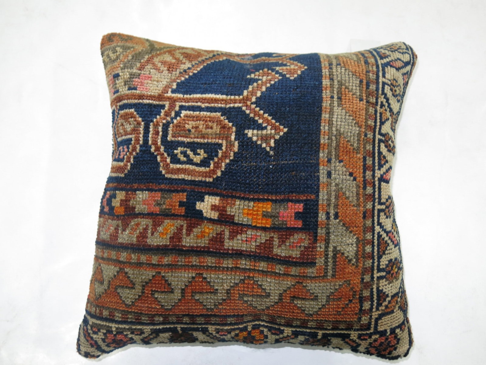 1' 7" x 1' 7" Persian Rug Pillow with Border Design: 1' 7" x 1' 7" Persian Rug Pillow with Border Design Pre-owned pillow made from a Persian rug with a border design. Specifications Type: Persian pillow Category: Pillow Dimensions: 1' 7" x 1' 7" (48 x 