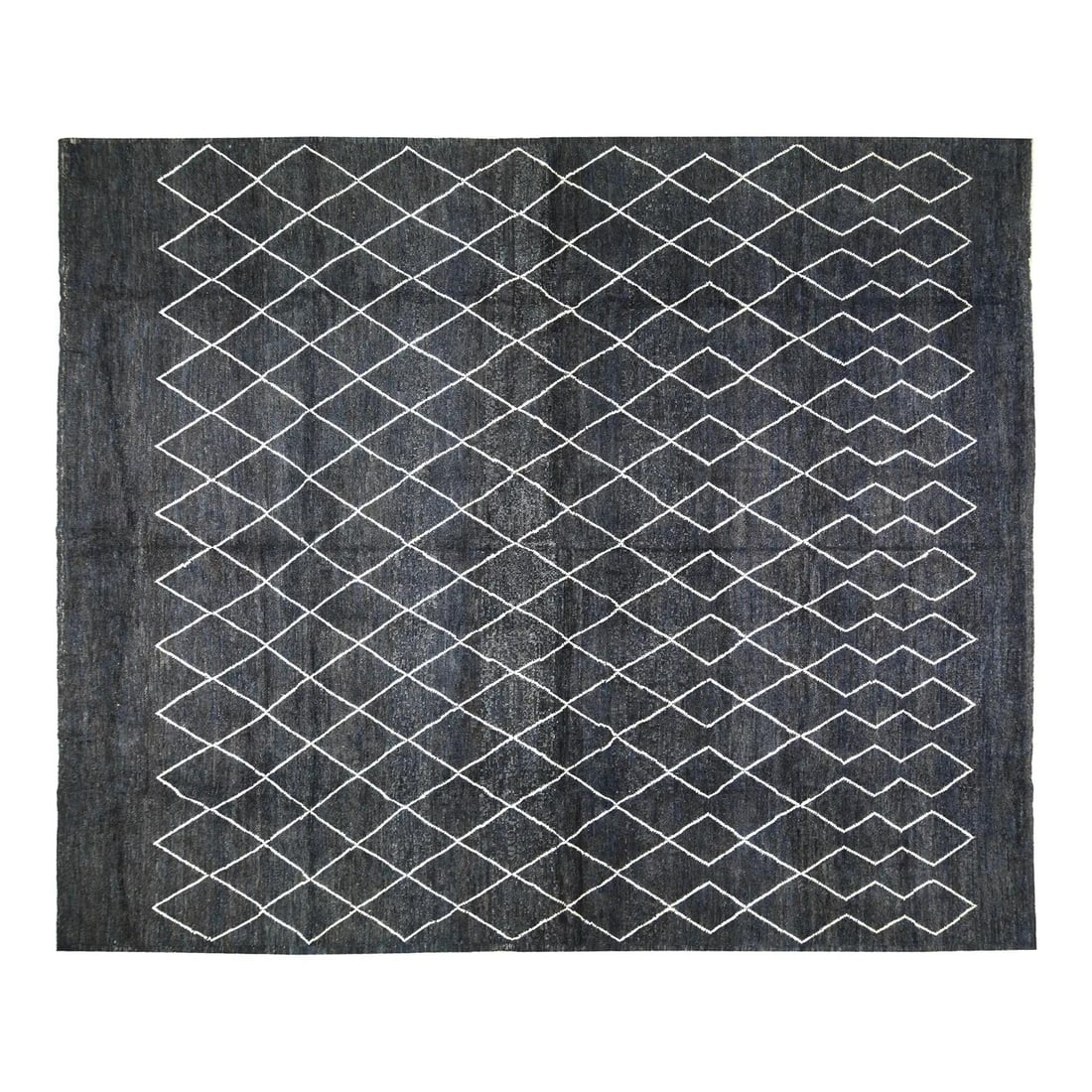 Charcoal Wool Area Rug Hand Knotted Moroccan Design 9'4" x 11'7" (1 of 5)