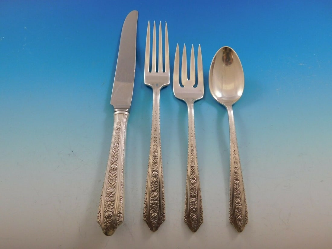 Normandie by Wallace Sterling Silver 4-Piece Place Setting: Normandie by Wallace Sterling Silver 4-Piece Place Setting Elevate your dining experience with this exquisite Normandie by Wallace sterling silver 4-piece regular size place setting. Crafted with prec