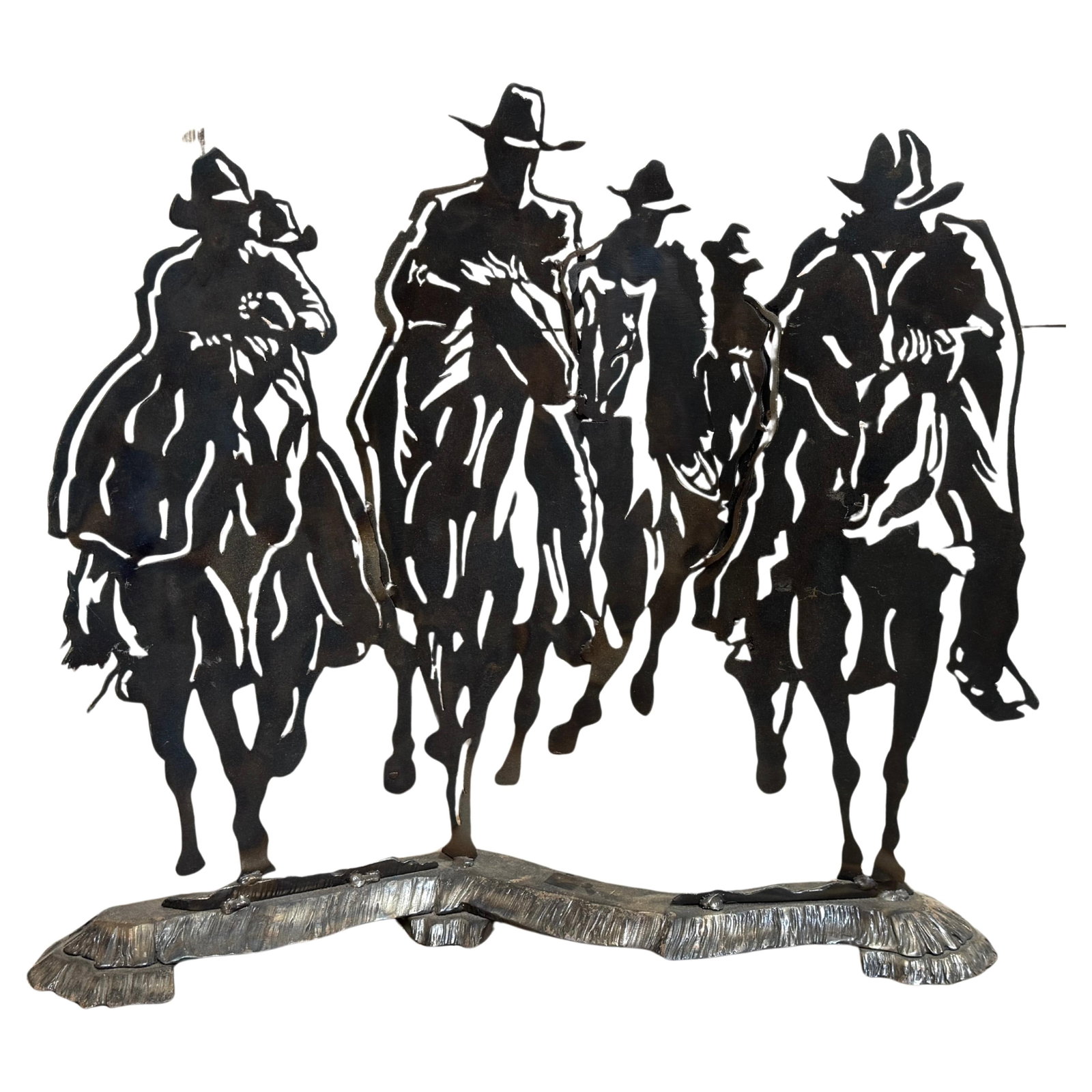 Modern Steel Sculpture of Five Western Cowboys Riders on the Storm (1 of 16)