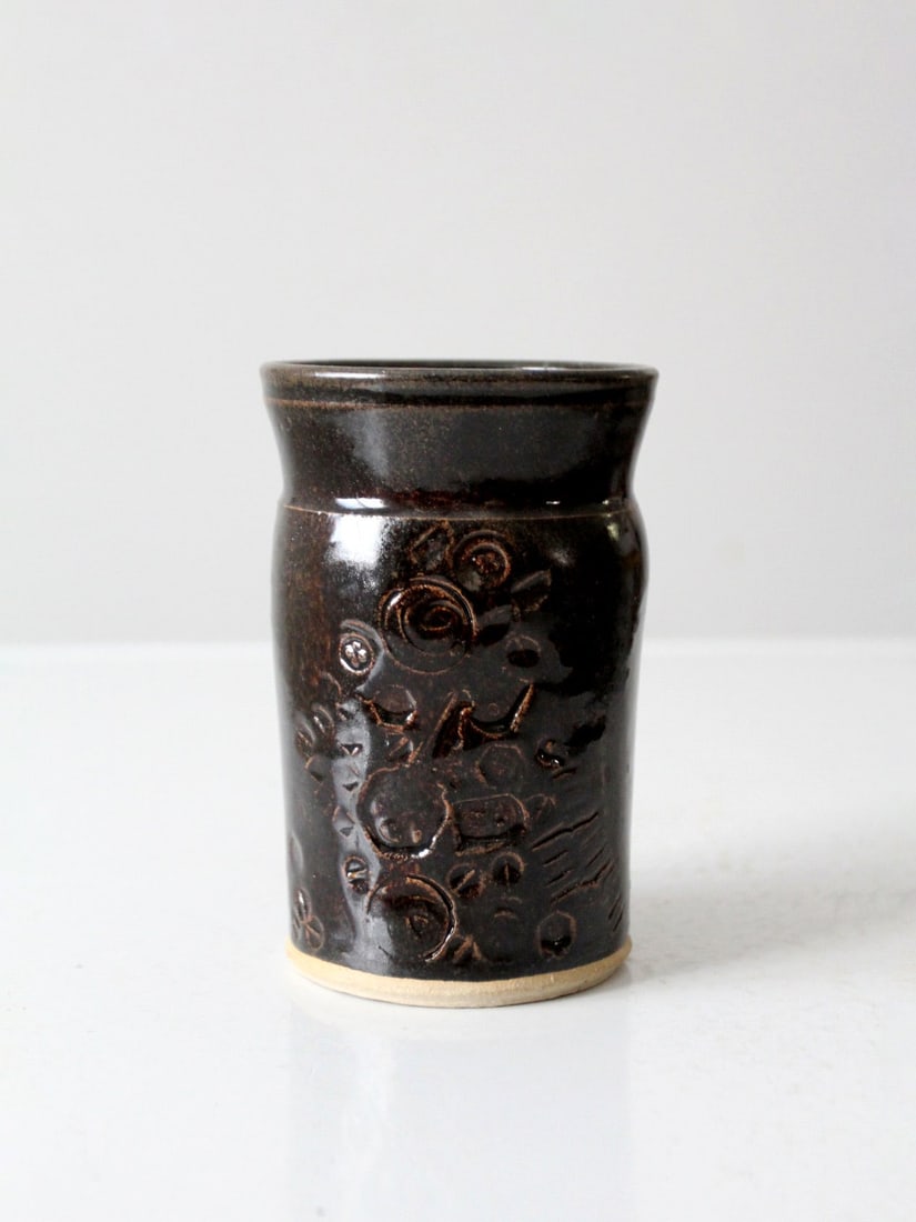 Narra Smith Cox Vintage Studio Pottery Vase with Abstract Pattern (1 of 11)