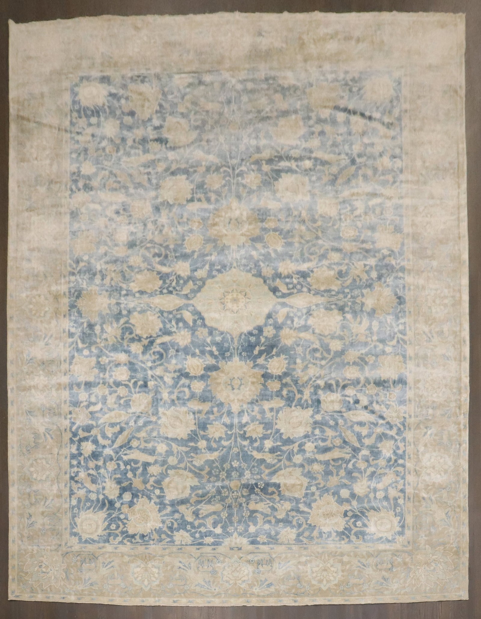 10' 11" x 14' 9" Indian Lahore Pictorial Animal Motif Rug: 10' 11" x 14' 9" Indian Lahore Pictorial Animal Motif Rug Early 20th century Indian pictorial room rug featuring an animal motif design in blue and soft brown. Pre-owned. Specifications Title: Blue In