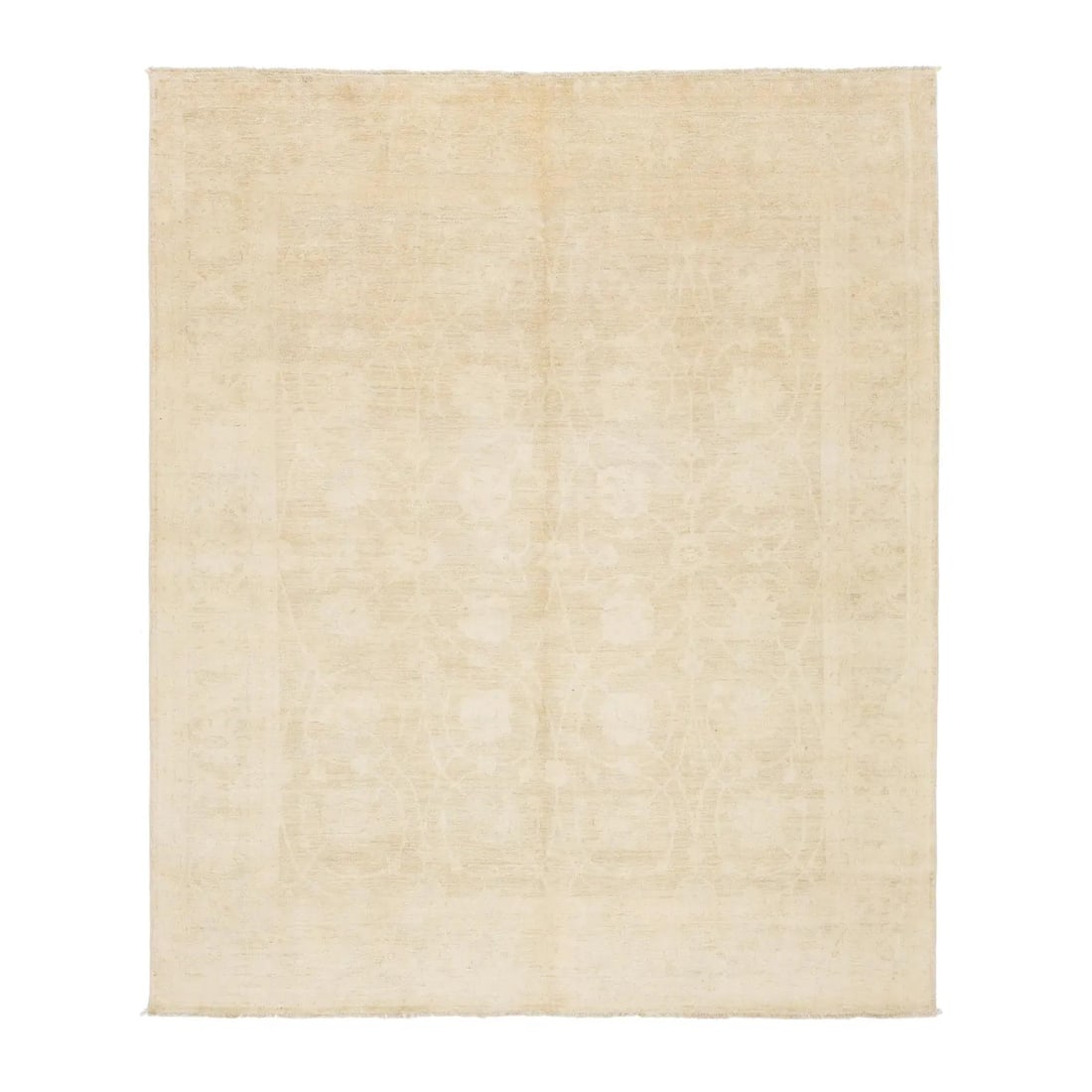 Contemporary Peshawar Handmade Wool Rug 8' x 9'7' Floral Design: Contemporary Peshawar Handmade Wool Rug 8' x 9'7' Floral Design Enhance your living space with this stunning modern Peshawar handmade wool rug. This exquisite piece features a soft beige background, b