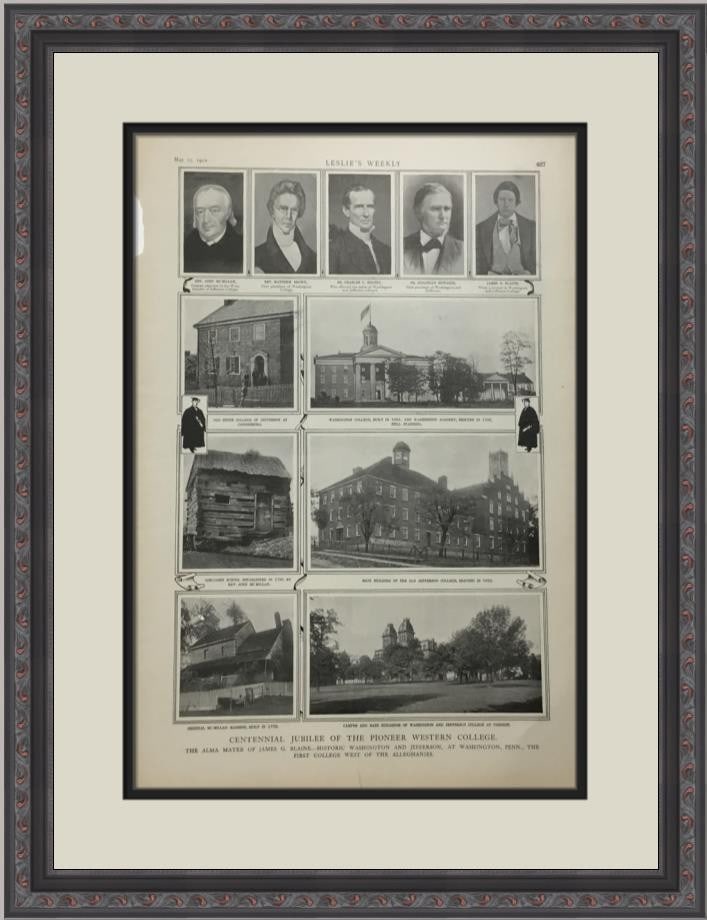 Framed 1902 Leslie's Weekly Pioneer Western College Page (1 of 2)