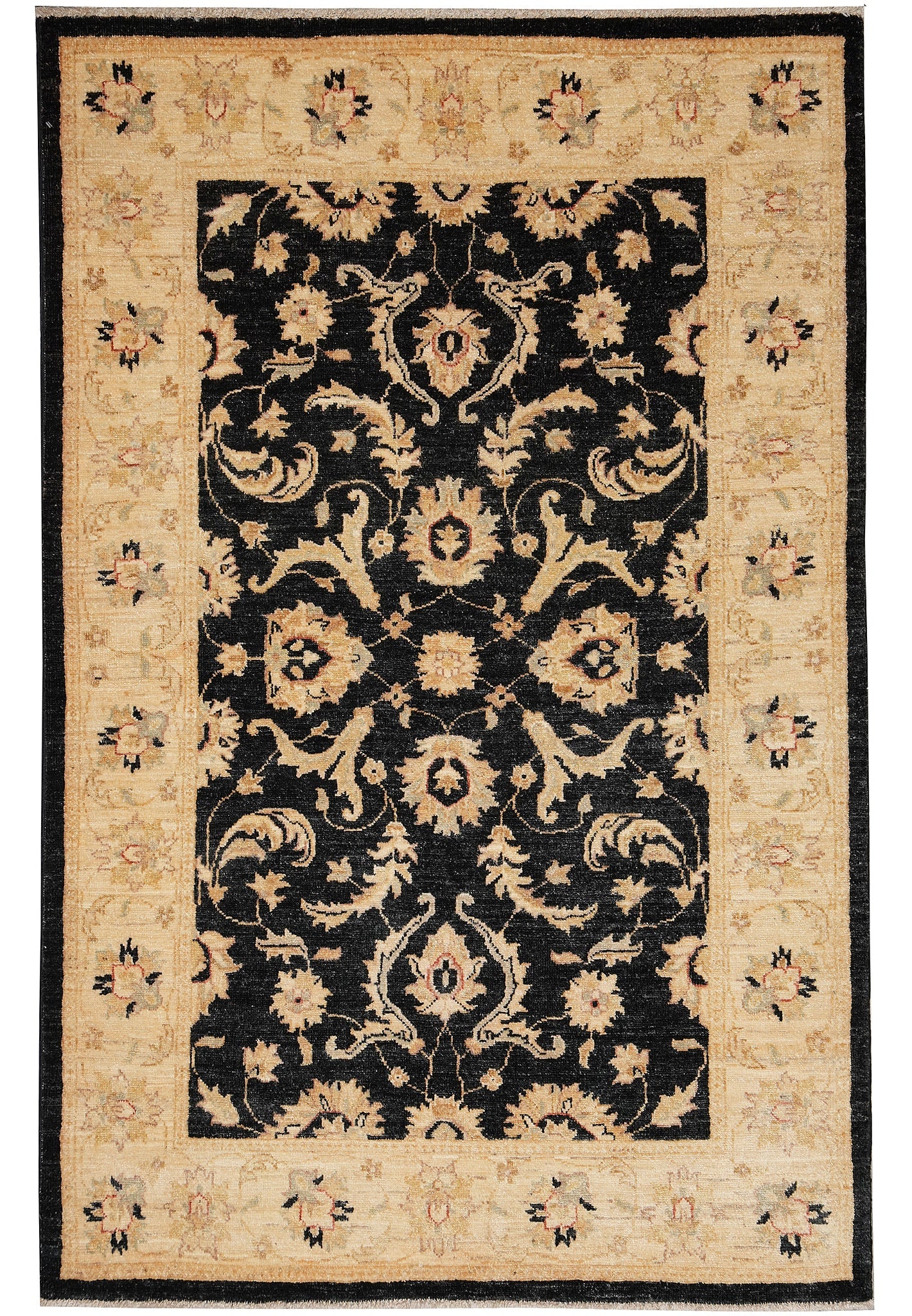 3.9 x 6 Black Chobi Peshawar Rug Hand Knotted Wool (1 of 12)