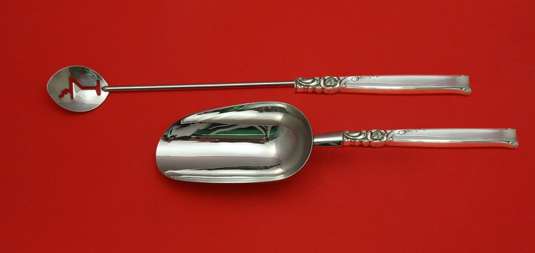 Oneida Silver Rose Custom Made Sterling Silver Bar Set 2pc (1 of 1)