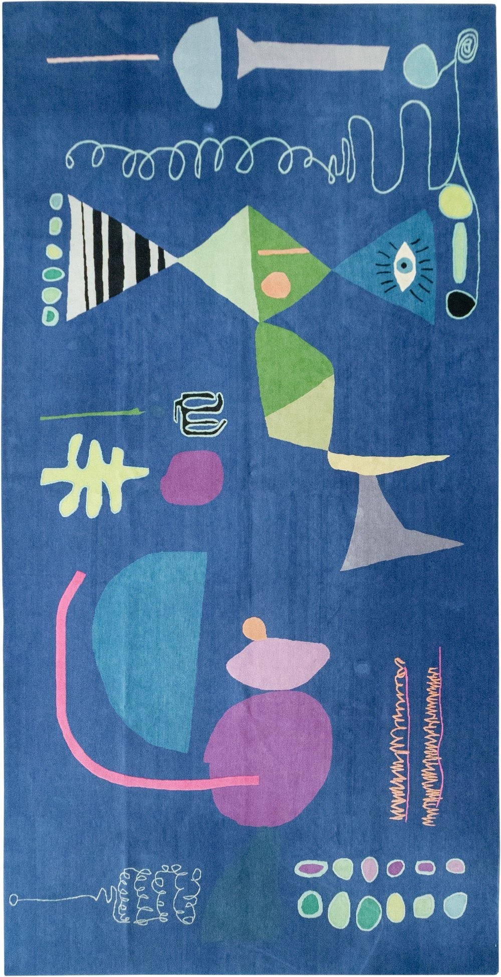 9' x 17' 8" Tibetan gallery rug with whimsical Art Deco style: 9' x 17' 8" Tibetan gallery rug with whimsical Art Deco style Whimsical modern Tibetan rug with an Art Deco vibe. This pre-owned gallery-size rug offers an oversized format and distinctive decorative