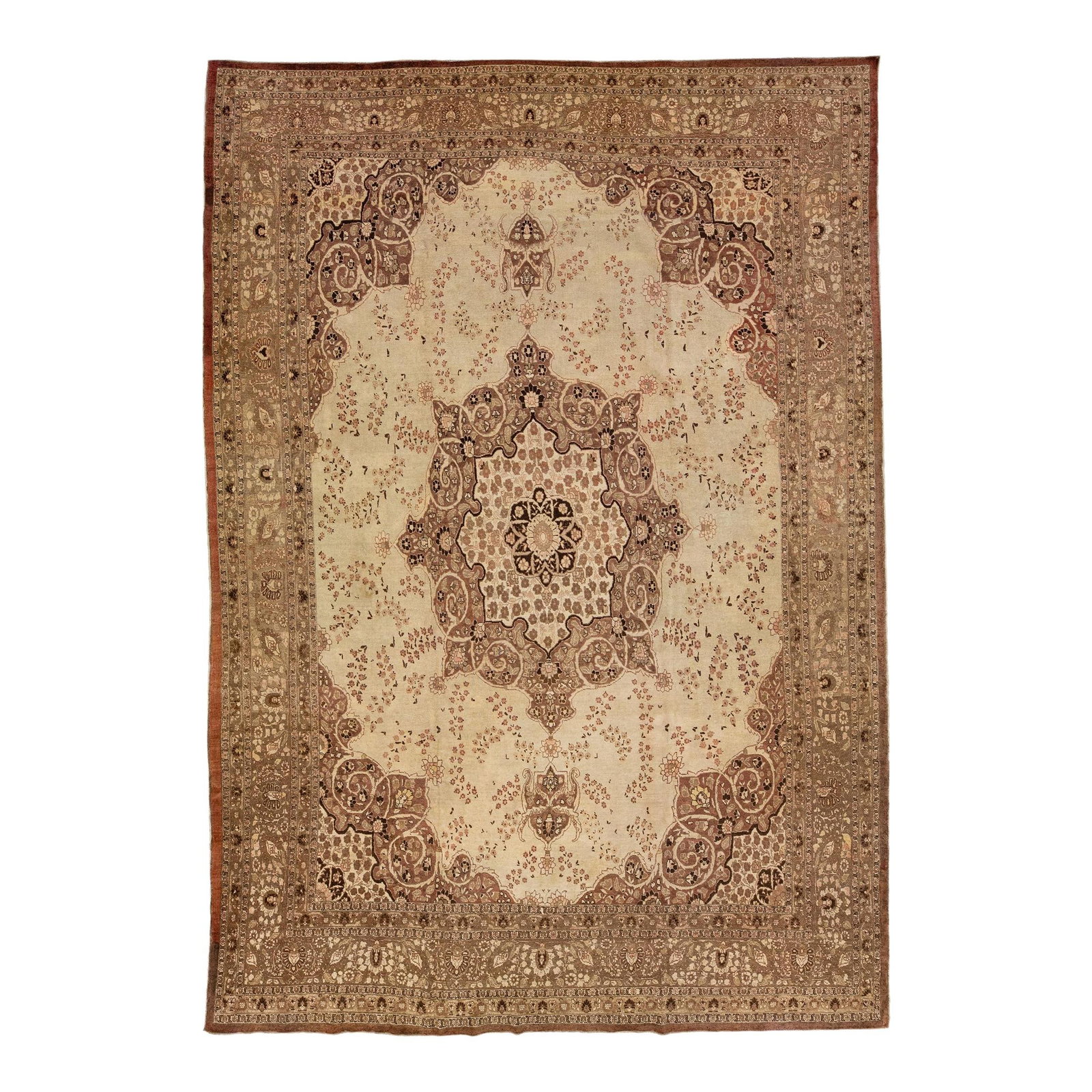 1960s Handmade Persian Tabriz Wool Rug Floral Design 10'8 x 15'7: 1960s Handmade Persian Tabriz Wool Rug Floral Design 10'8 x 15'7 This stunning Persian Tabriz wool rug from the 1960s features an exquisite traditional floral medallion design with striking peach