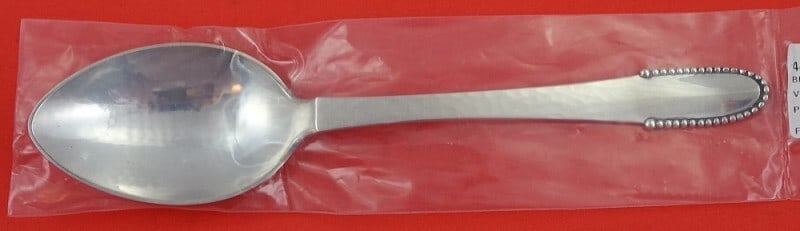 Georg Jensen Beaded Sterling Silver Dessert Spoon 7 1 4 Inch (1 of 3)